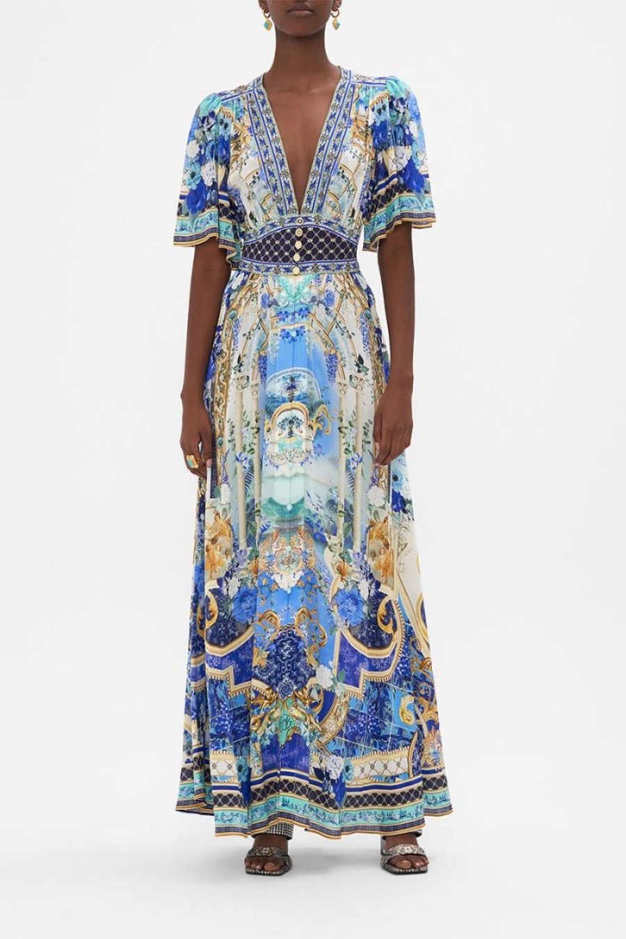 Fashion Camilla | Camilla | Views Of Vesuvius Shaped Waistband Dress With Flutter Sleeve