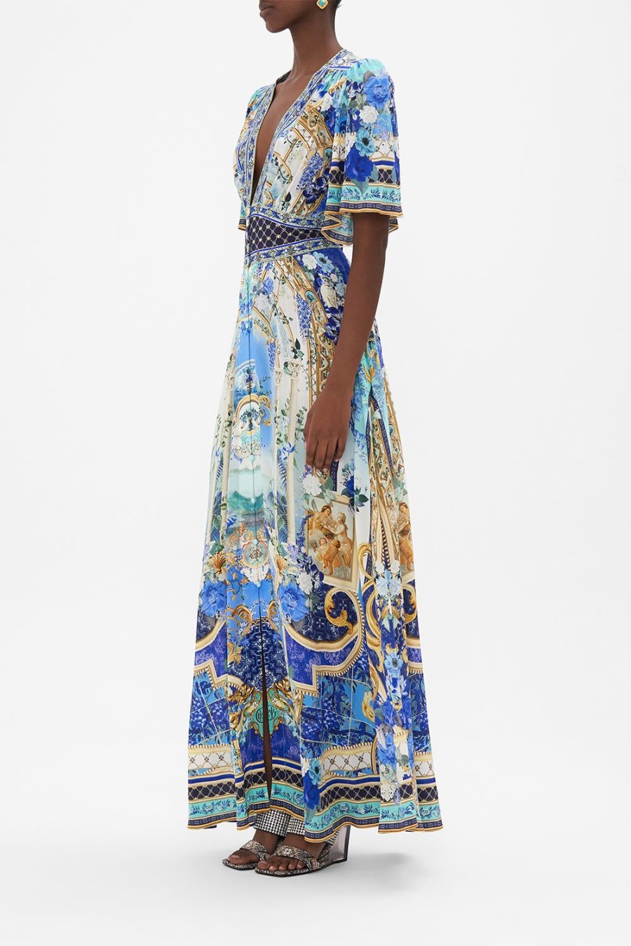 Fashion Camilla | Camilla | Views Of Vesuvius Shaped Waistband Dress With Flutter Sleeve