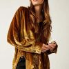 Fashion Free People | Free People | Night Skies Velvet Shirt | Golden Brown