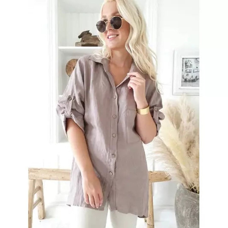 Fashion Bypias | Bypias | Chill Out Linen Shirt | Taupe