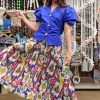 Fashion Coop | Coop | Turn Up The Pleat Skirt | White & Blue