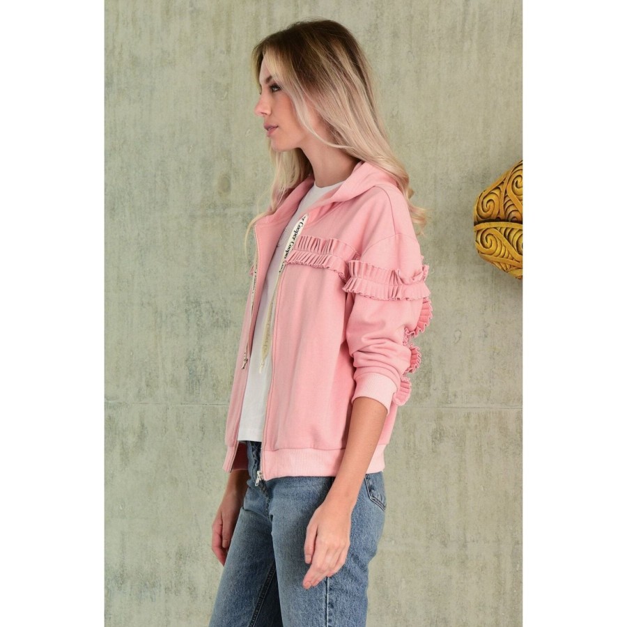 Fashion Cooper | Cooper | Ruff Around The Edges Hoodie In Pink