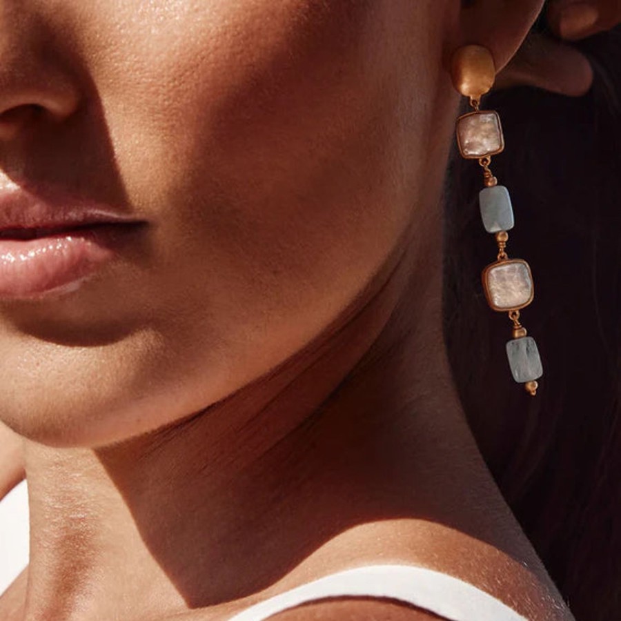 Accessories Fairley | Fairley | Pearl Aqua Cocktail Earrings Ss967Gp