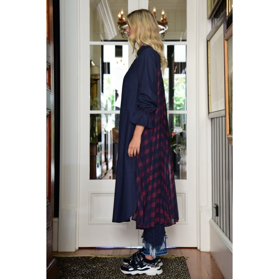 Fashion Cooper | Cooper | Pleating On The Eye Shirt Dress | Navy