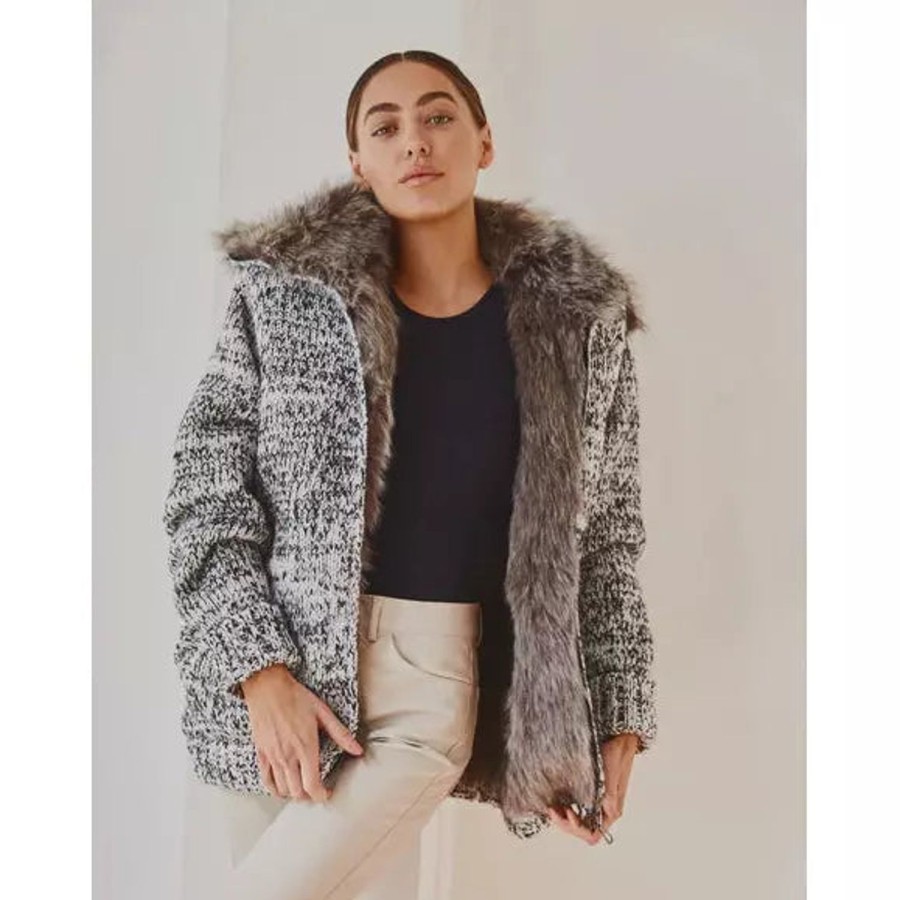 Fashion Lady Luxe | Lady Luxe | Faux Fur Knit Bomber