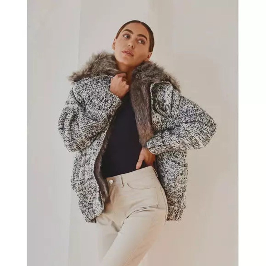 Fashion Lady Luxe | Lady Luxe | Faux Fur Knit Bomber