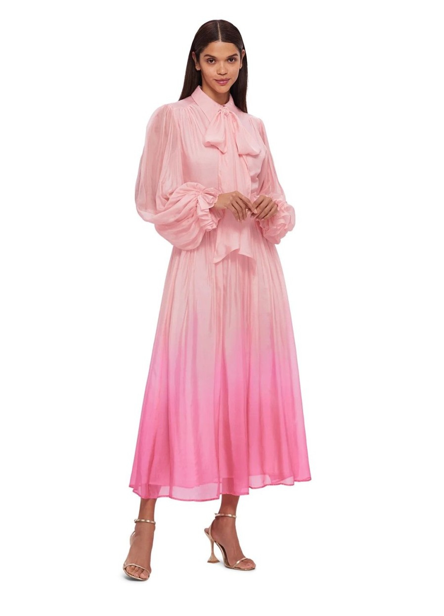 Fashion Leo Lin | Leo Lin | Cassie Tie Neck Midi Dress Ombre Pink