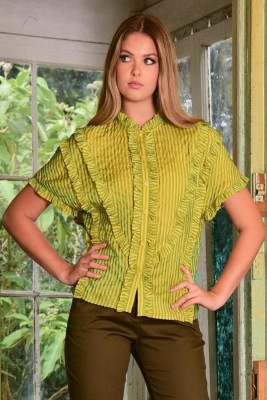 Fashion Coop | Coop | Frill Got It Right Top | Chartreuse