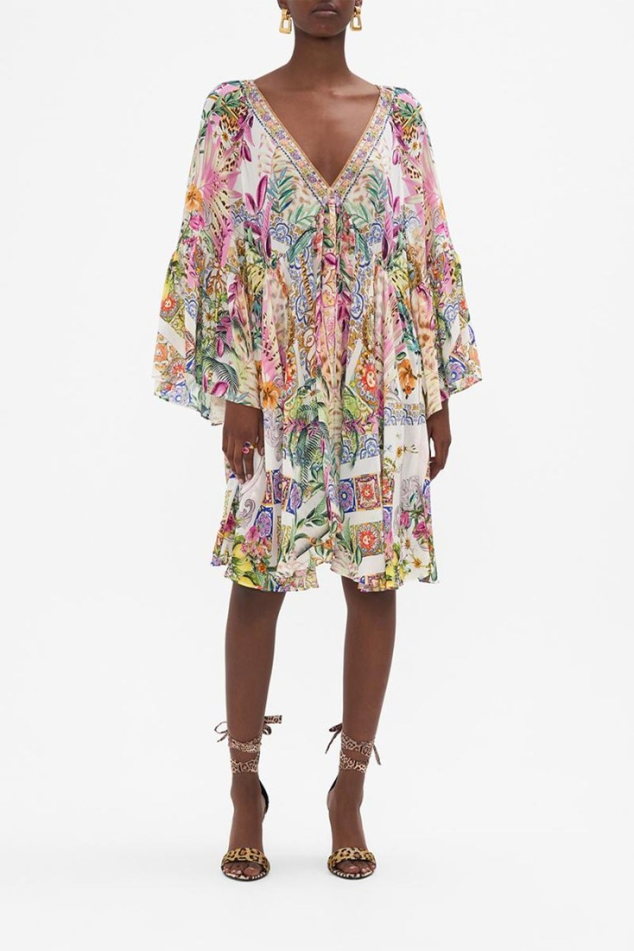 Fashion Camilla | Camila | Flowers Of Neptune A Line Ruffle Sleeve Dress