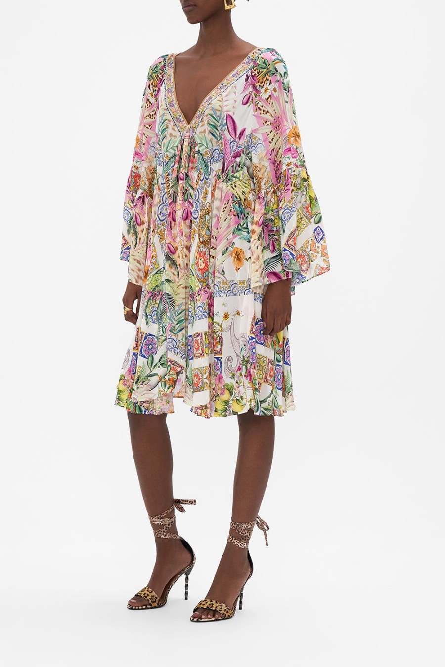 Fashion Camilla | Camila | Flowers Of Neptune A Line Ruffle Sleeve Dress