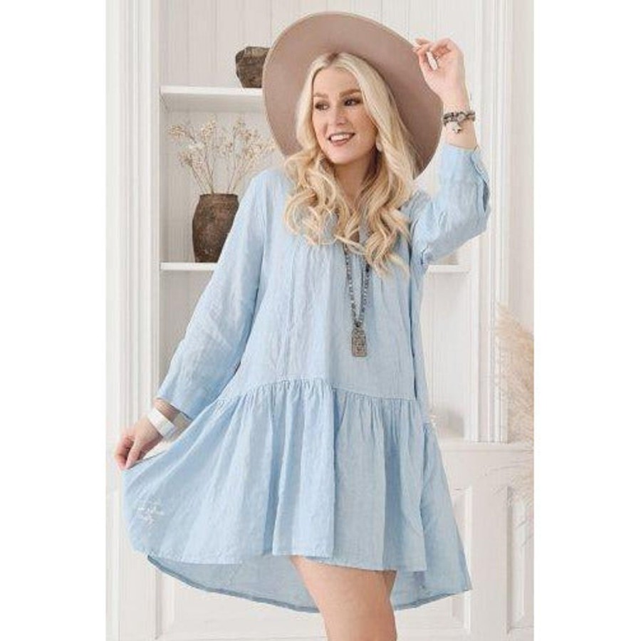 Fashion Bypias | Bypias | Rianna Linen Dress | Sky Blue