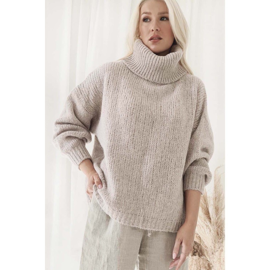 Fashion Bypias | Bypias | Comfort Polo Neck Jumper | Mauve