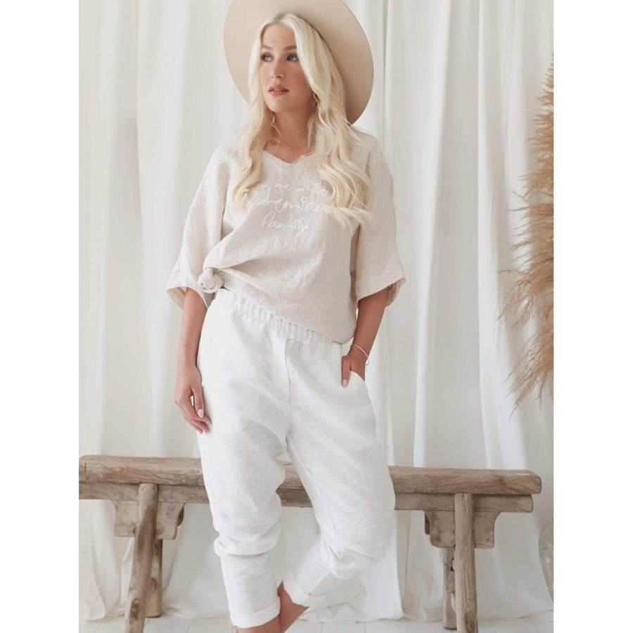 Fashion Bypias | Bypias | Linen Joggers | White