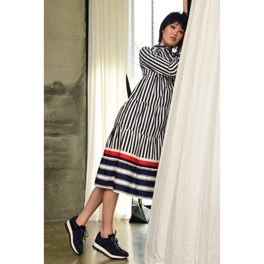 Fashion Cooper | Cooper | Watch Out For The Ruffle Dress | Navy Stripe