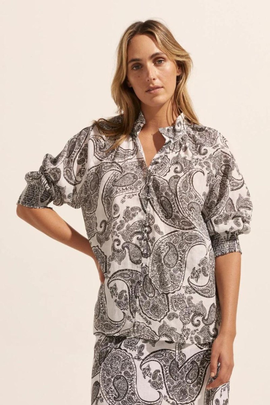 Fashion Zoe Kratzmann | Zoe Kratzmann | Carousel Top | Black Paisley