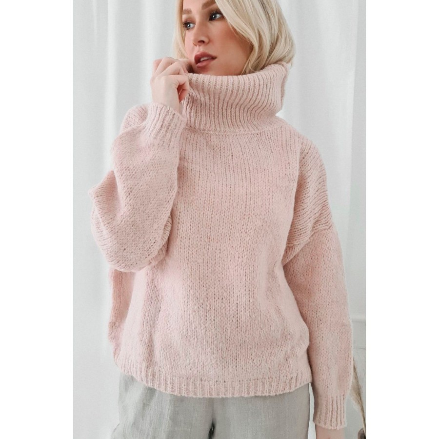 Fashion Bypias | Bypias | Comfort Polo Neck Jumper | Light Pink