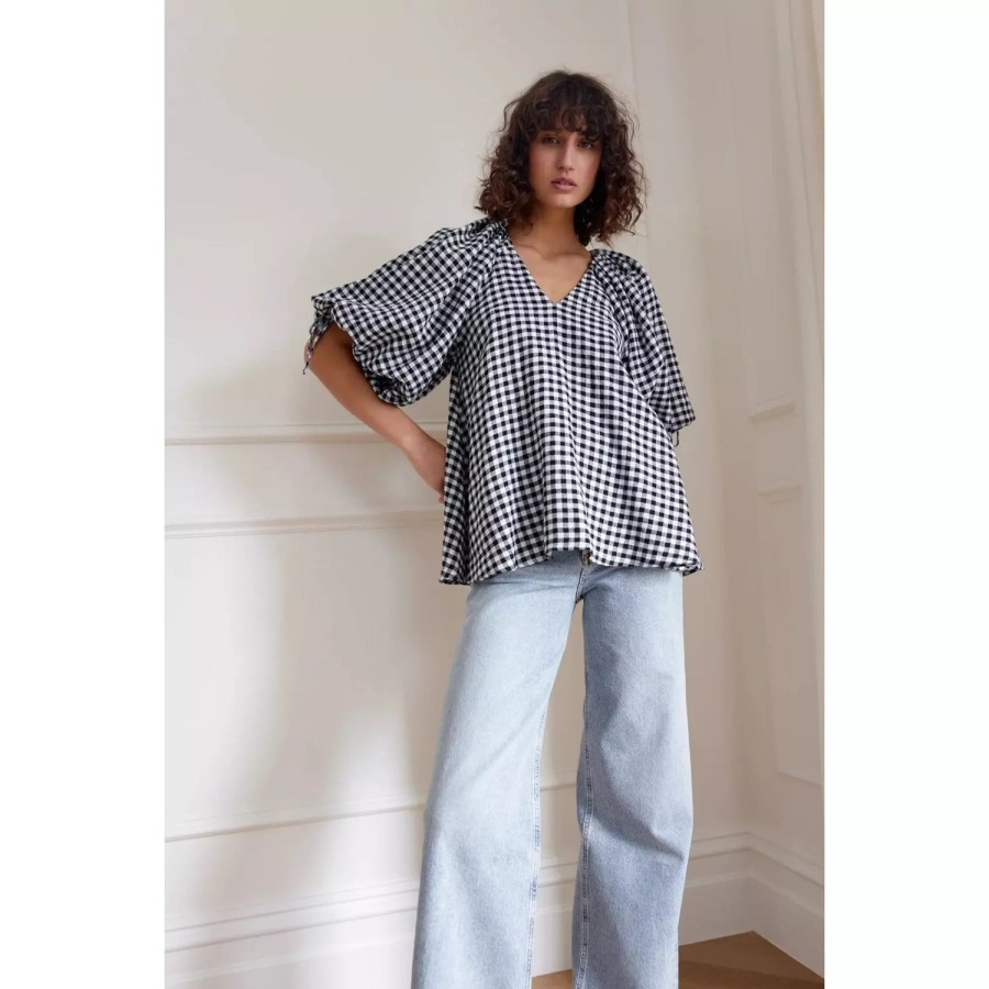 Fashion Kinney | Kinney | Miya Blouse | Black And Ivory Gingham