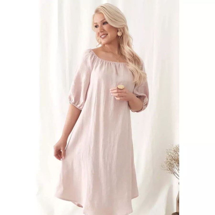 Fashion Bypias | Bypias | Louise Linen Dress | Blush Pink