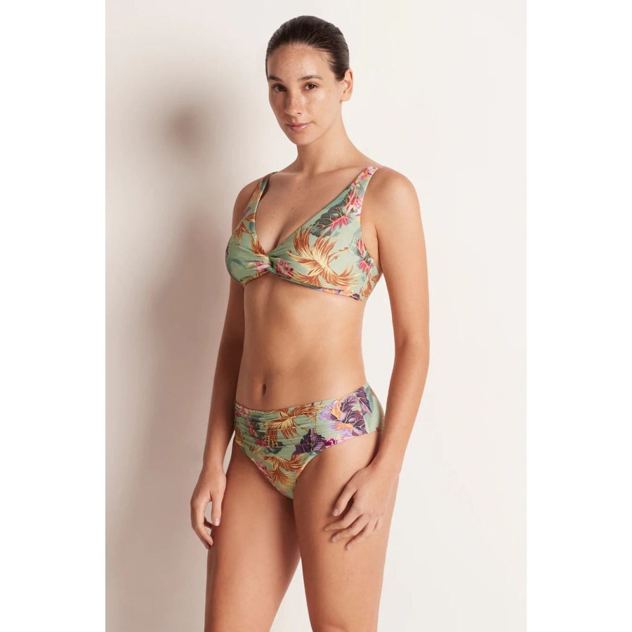 Fashion Monte & Lou | Monte & Lou | Bliss Multi Fit Twist Crop Bra | Aloe