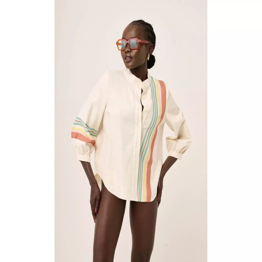 Fashion Le Stripe | Le Stripe | Sunfaded Sunstripe Linen Shirt