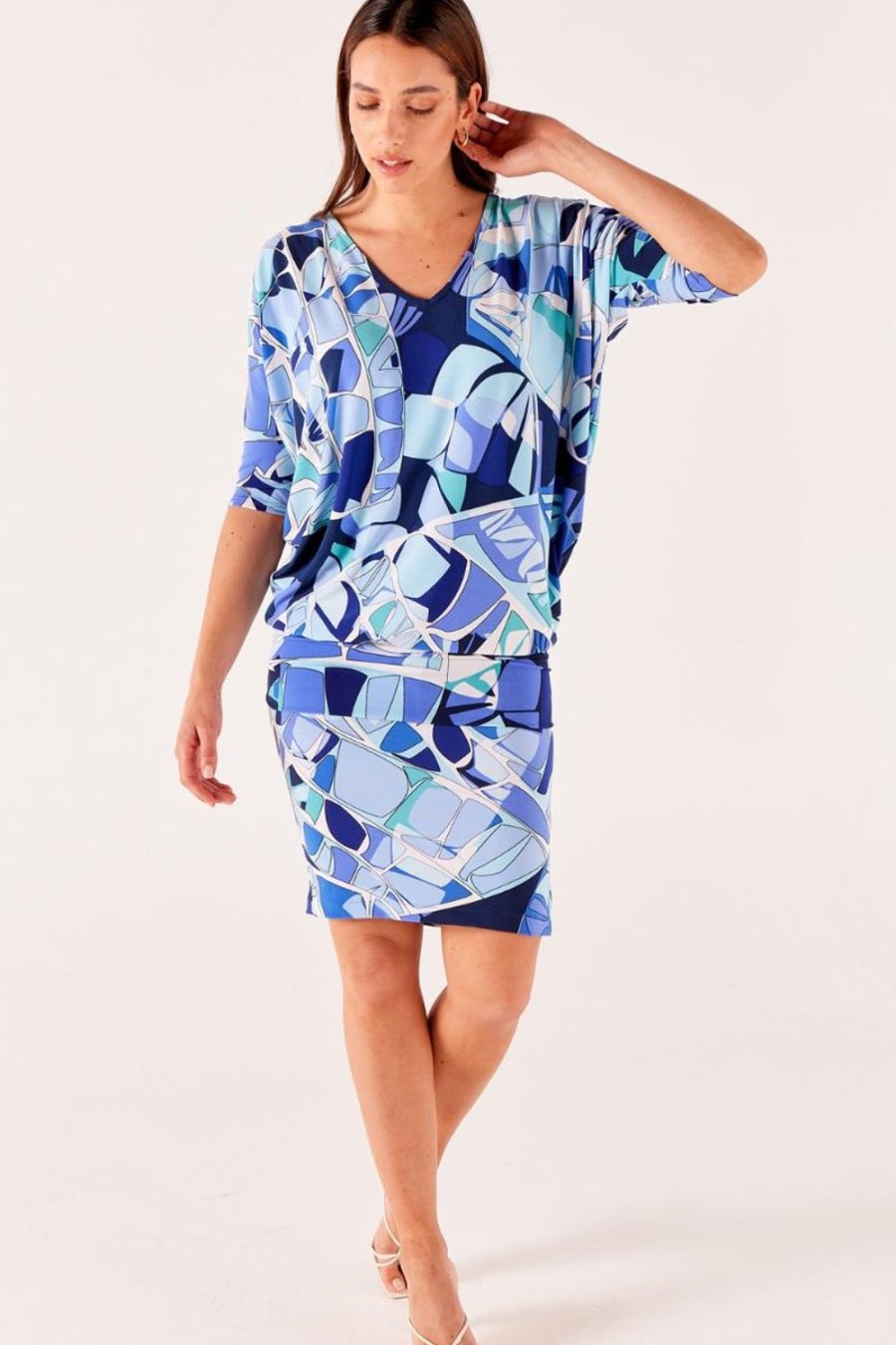 Fashion Sacha Drake | Sacha Drake | Lavender Haze Batwing Dress | Aqua Abstract