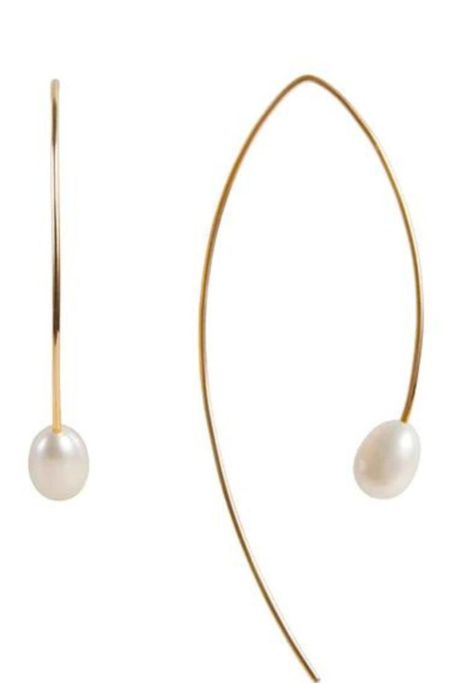 Accessories Fairley | Fairley | Gold Pearl Curve Earrings