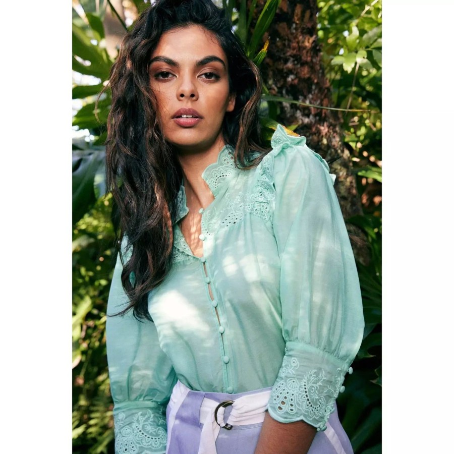 Fashion Once Was | Once Was | Elysian Scallop Detail Blouse | Seafoam