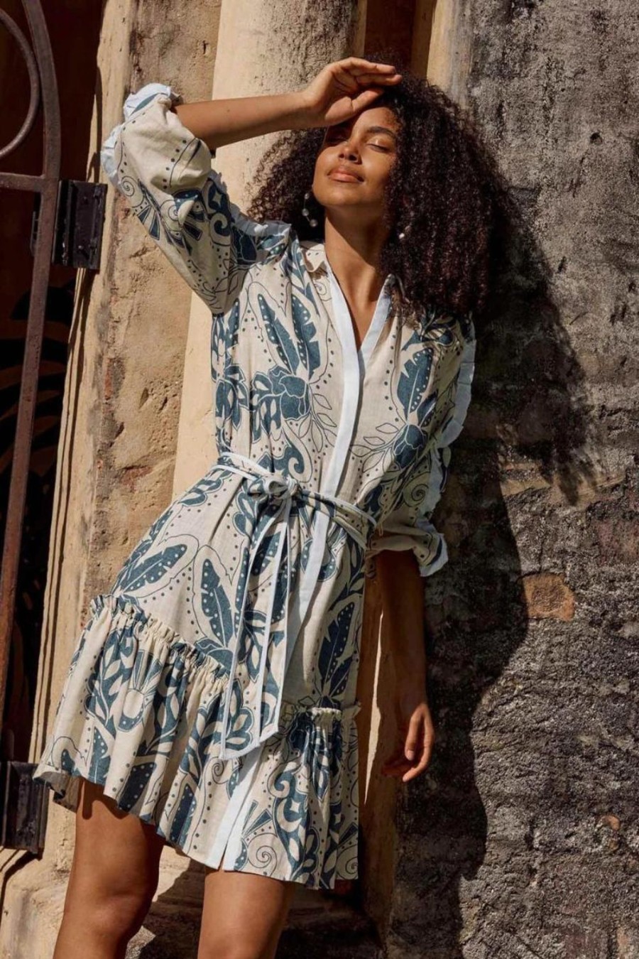 Fashion Once Was | Once Was | Granada Linen Viscose Shirt Dress | Del Sol Azure