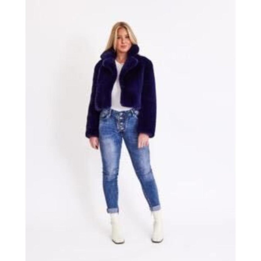 Fashion DEA The Label | Dea The Label | Faux Fur Cropped Jacket | Ink