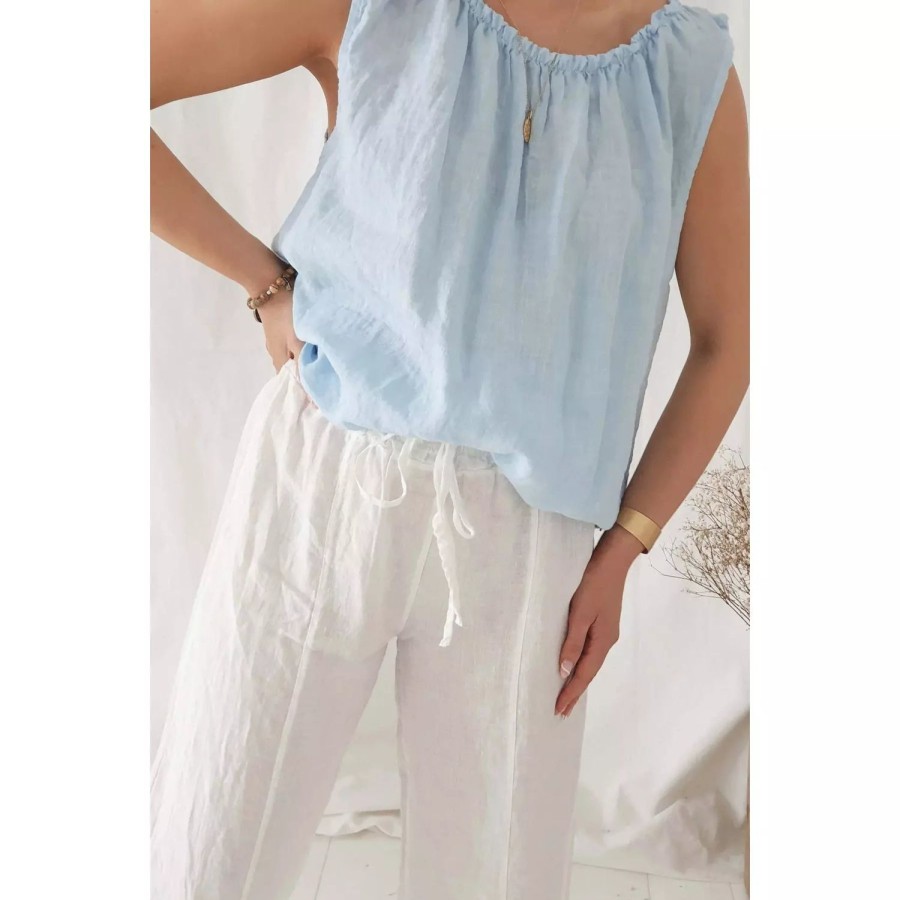 Fashion Bypias | Bypias | Lisa Linen Tank Top | Sky Blue