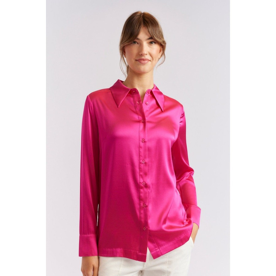 Fashion Alessandra | Alessandra | Primrose Silk Shirt | Magenta