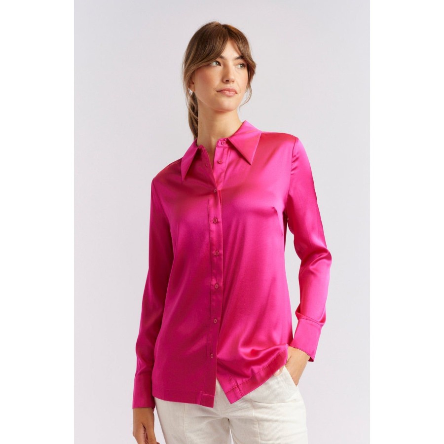 Fashion Alessandra | Alessandra | Primrose Silk Shirt | Magenta